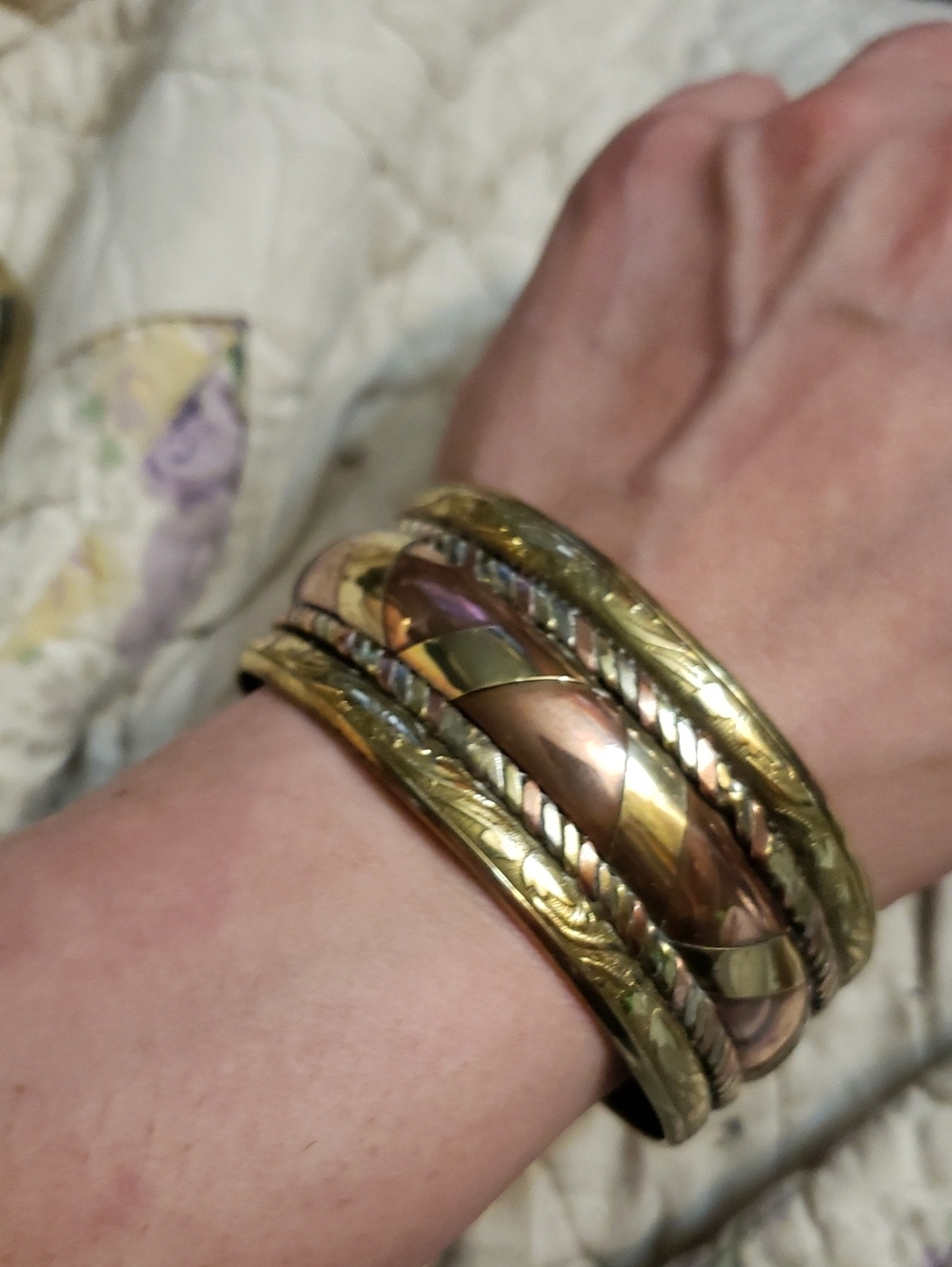 Vintag Brass Copper Silver  Bangle Braclet